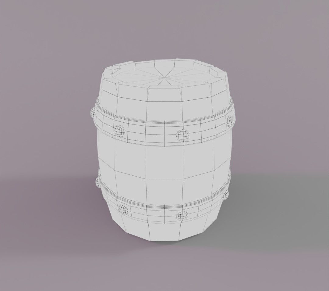 Stylized Barrel Low-poly 3D model_3