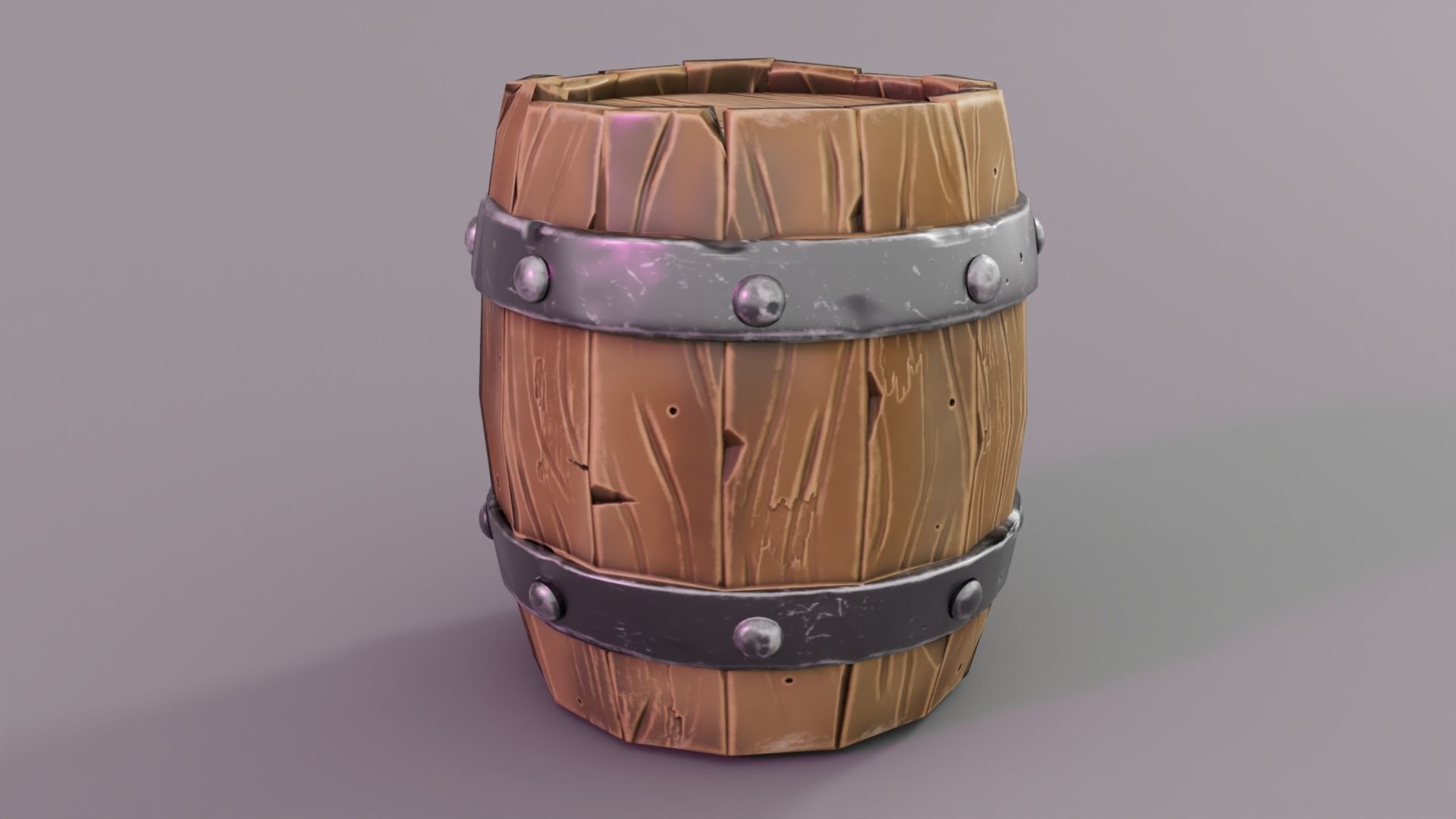 Stylized Barrel Low-poly 3D model_4