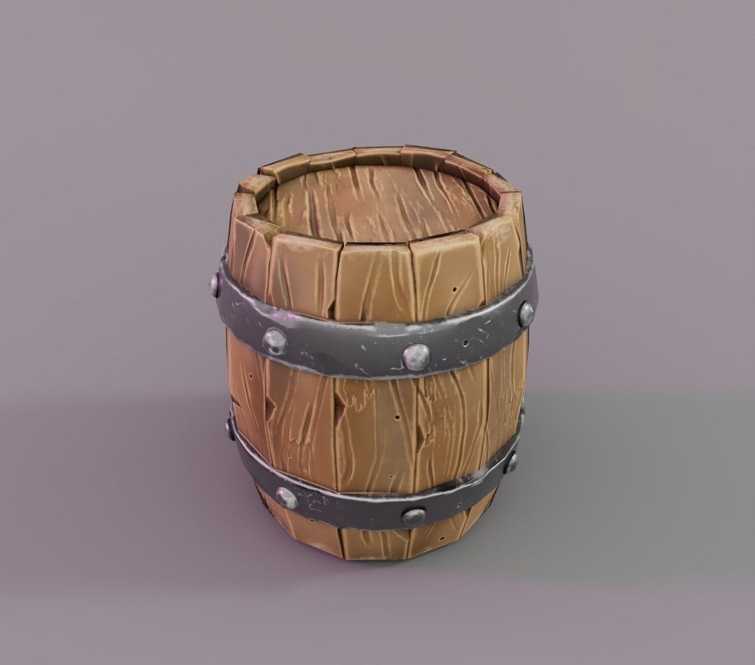 Stylized Barrel Low-poly 3D model_2