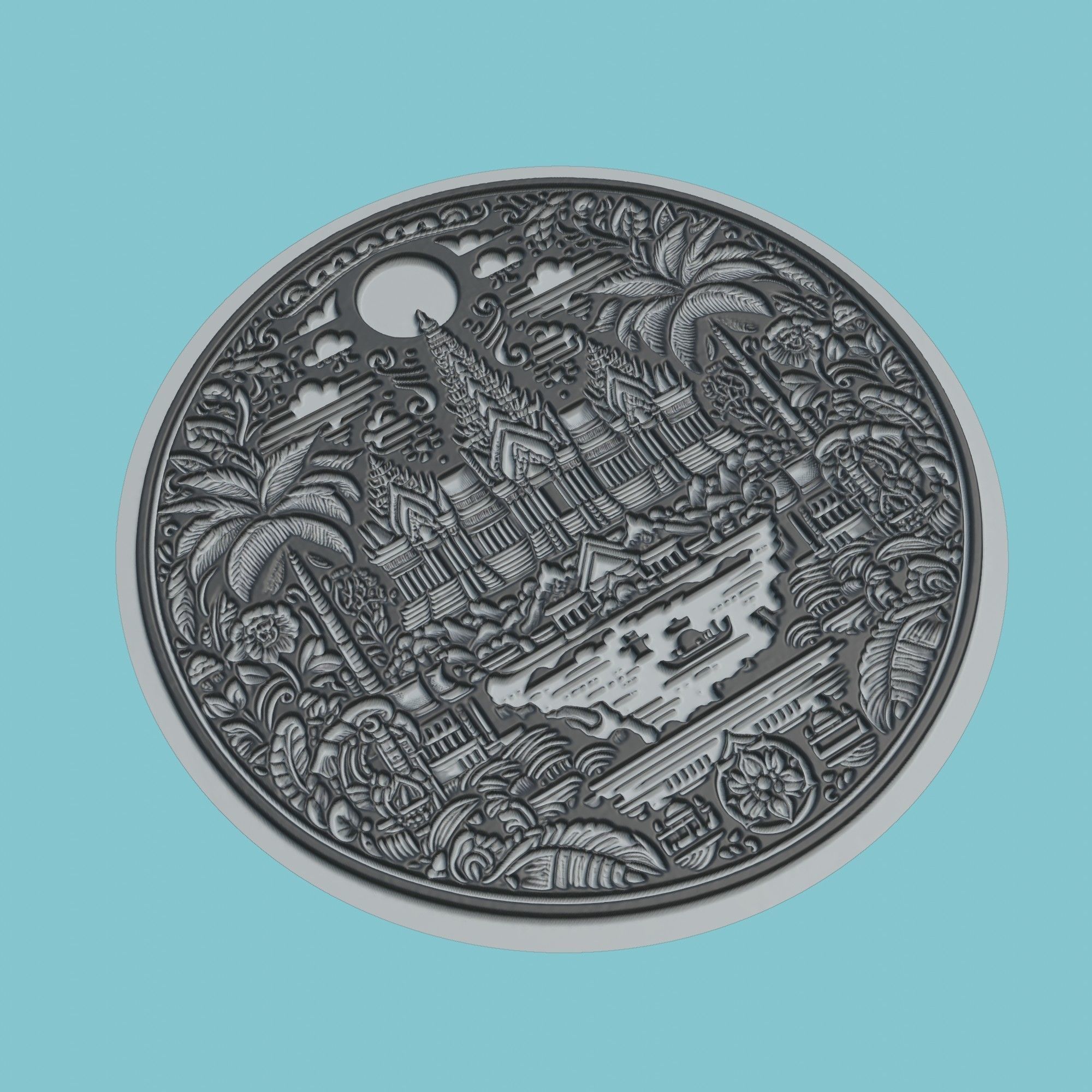 Cambodia Map Medallion 3D print model_1