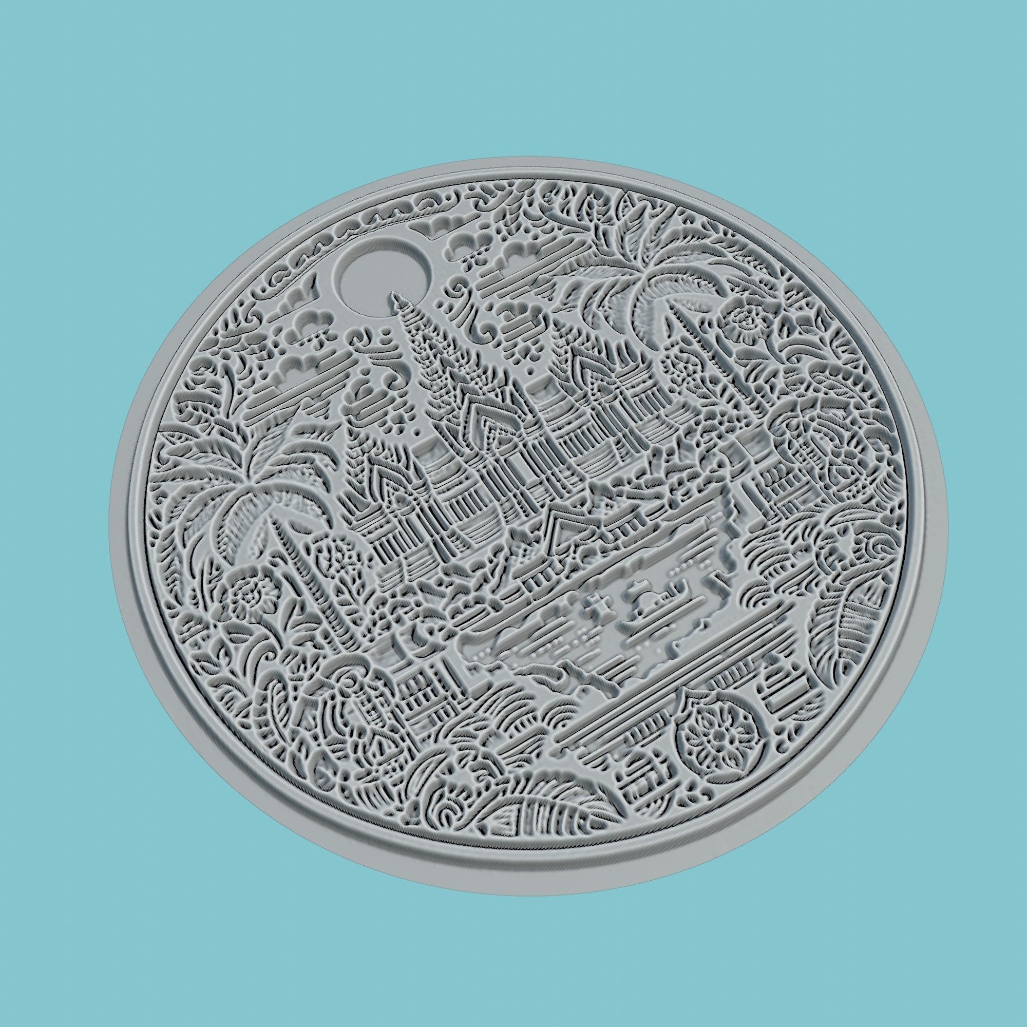 Cambodia Map Medallion 3D print model_3
