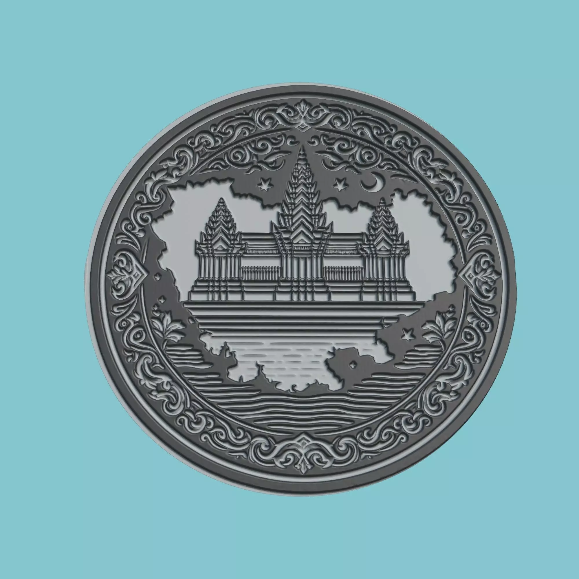 Cambodia Map Medallion 3D print model