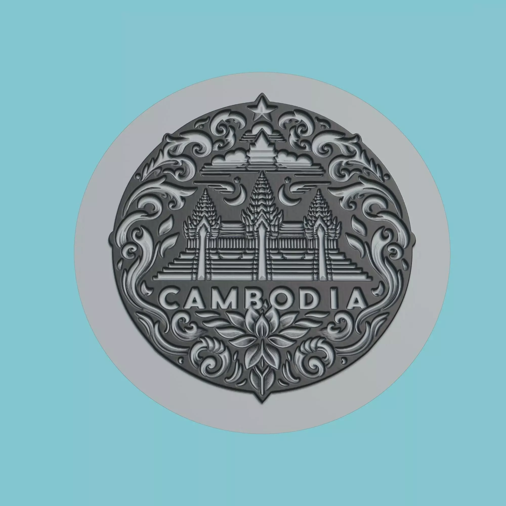 Cambodia Map Medallion 3D print model