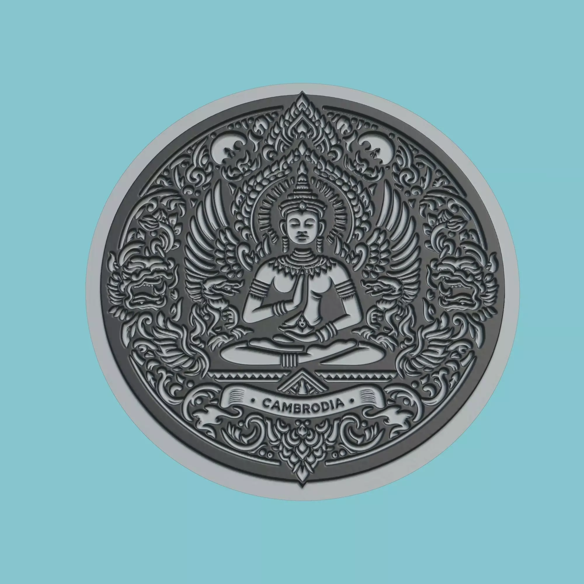 Cambodia Map Medallion 3D print model