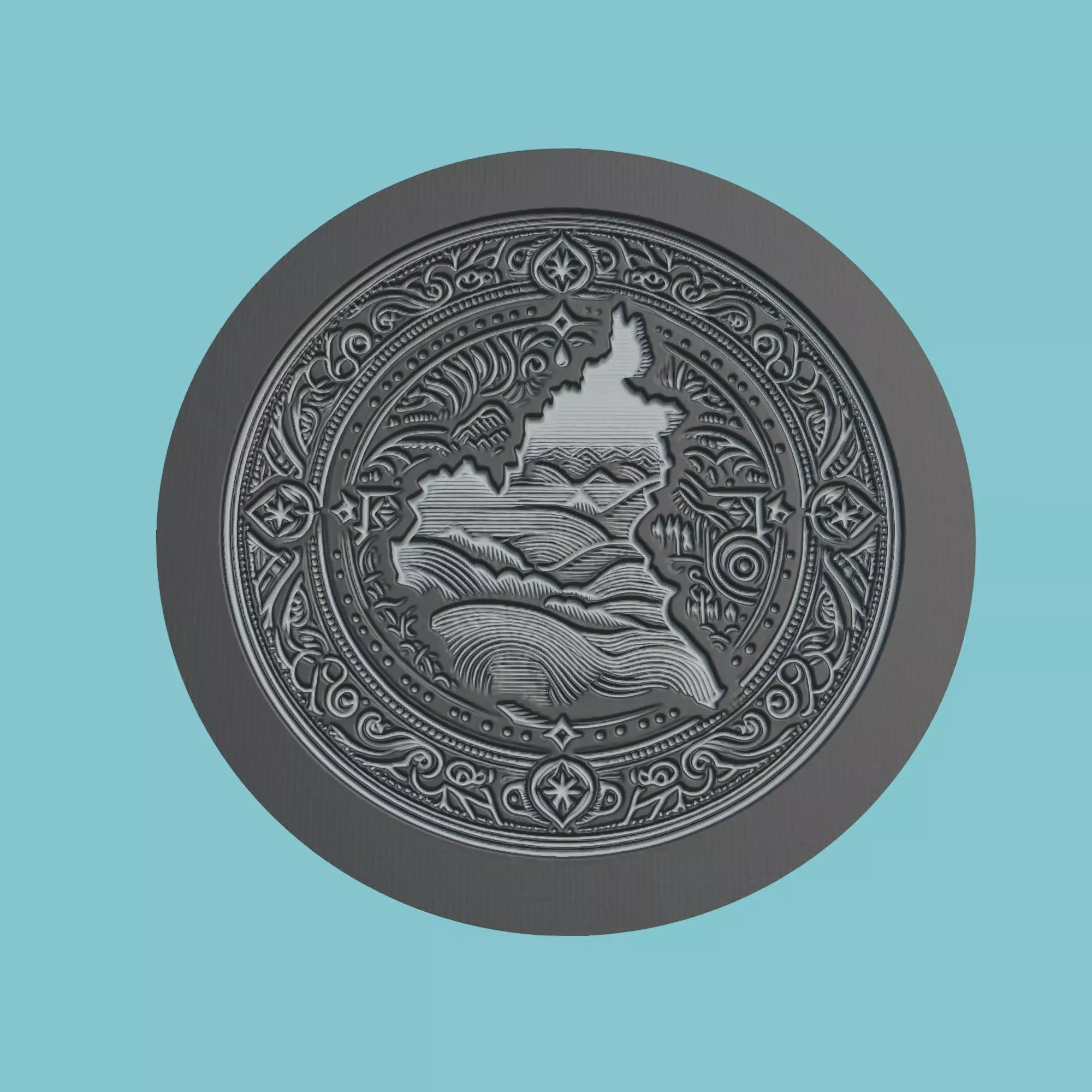 Cameroon Map Medallion 3D print model_0