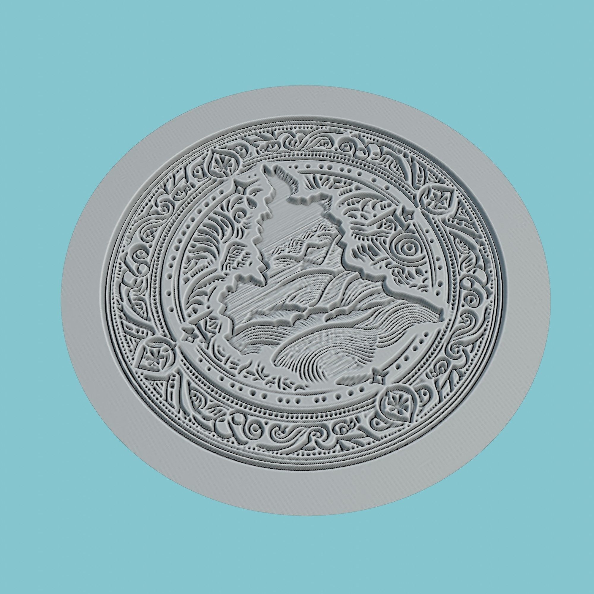 Cameroon Map Medallion 3D print model_3