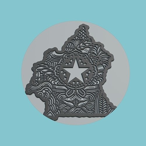 Cameroon Map Medallion 3D print model