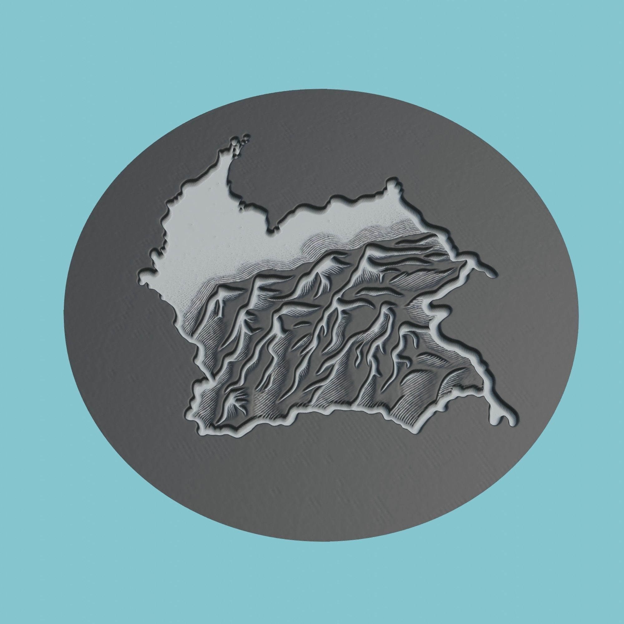 Colombia Map Medallion 3D print model_1