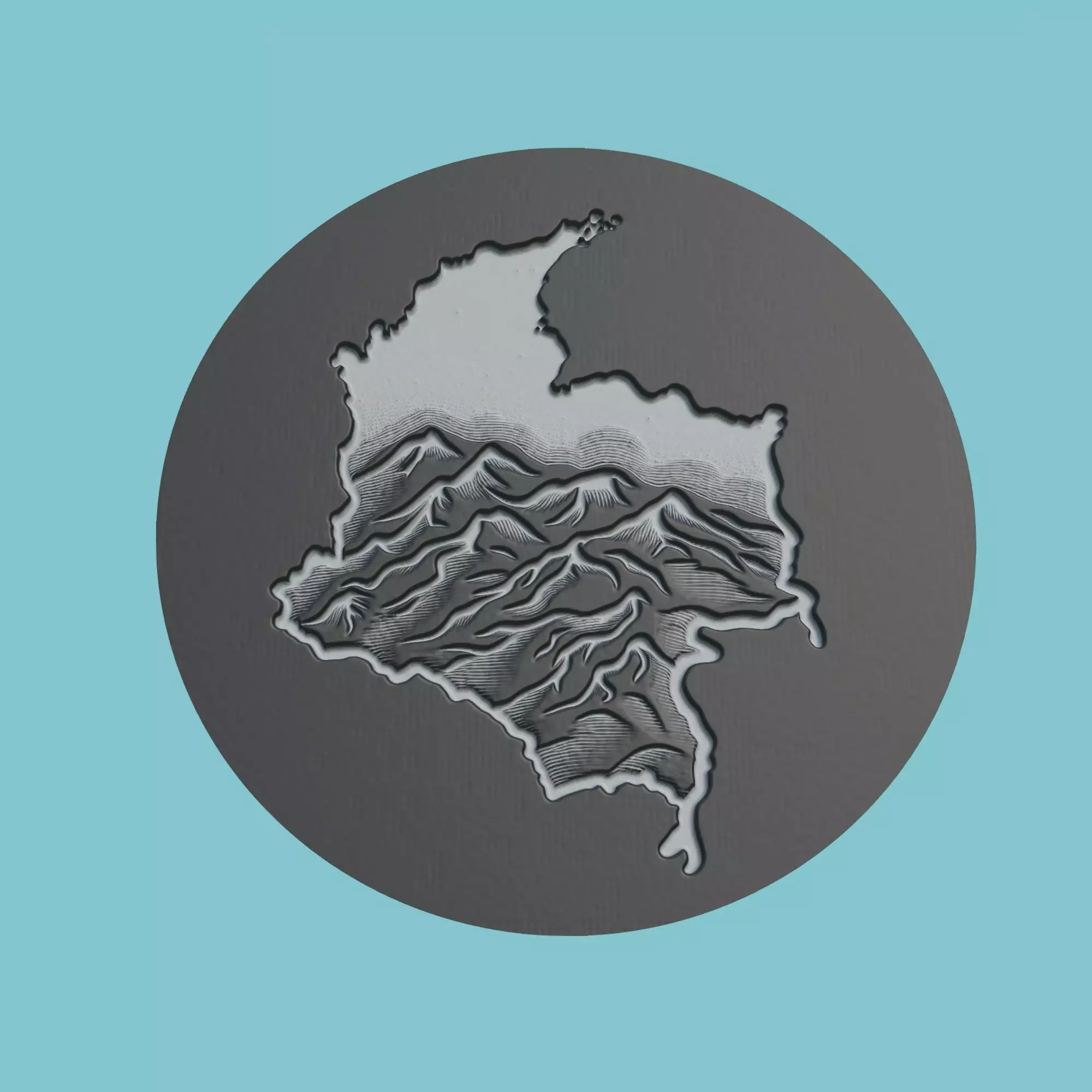 Colombia Map Medallion 3D print model_0