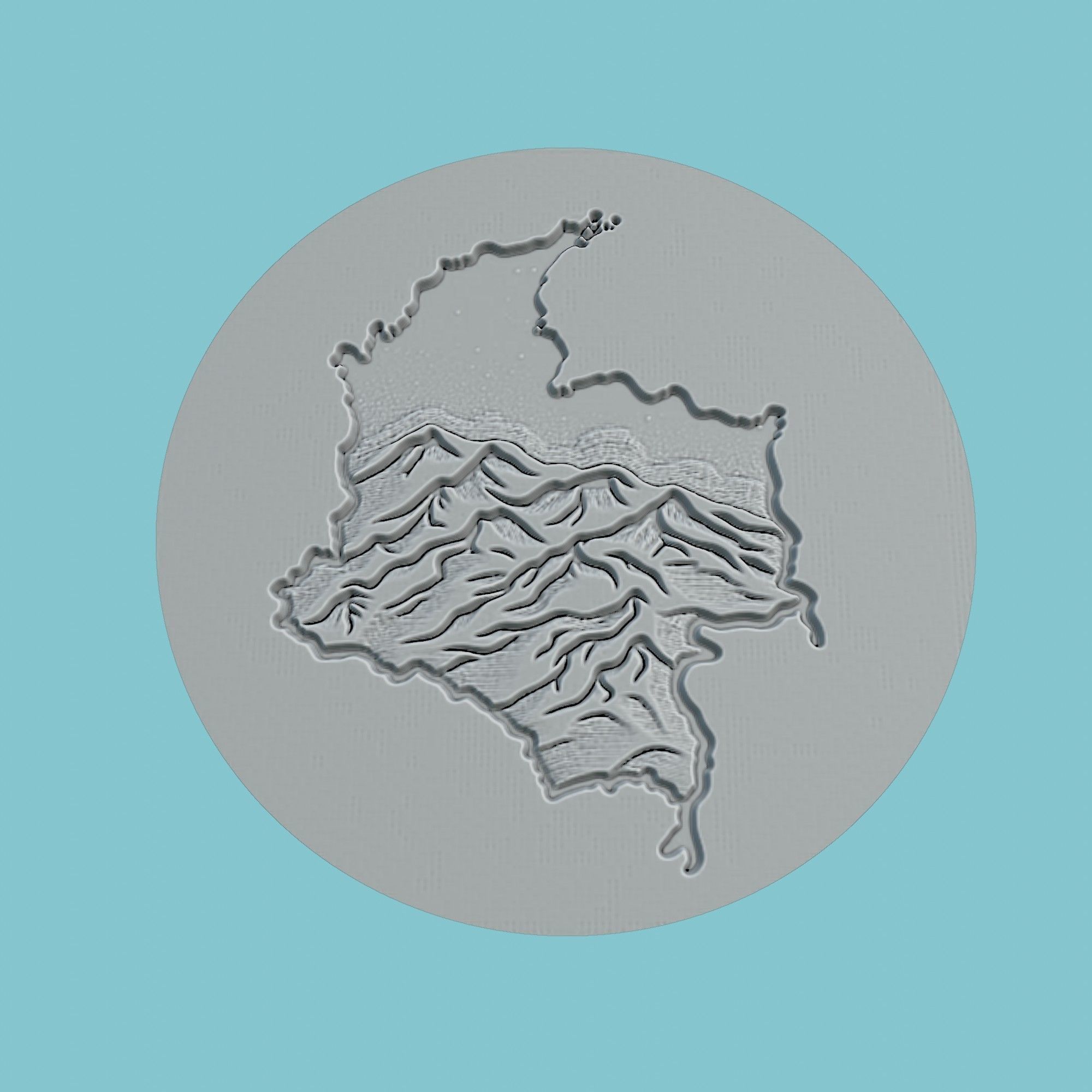 Colombia Map Medallion 3D print model_2