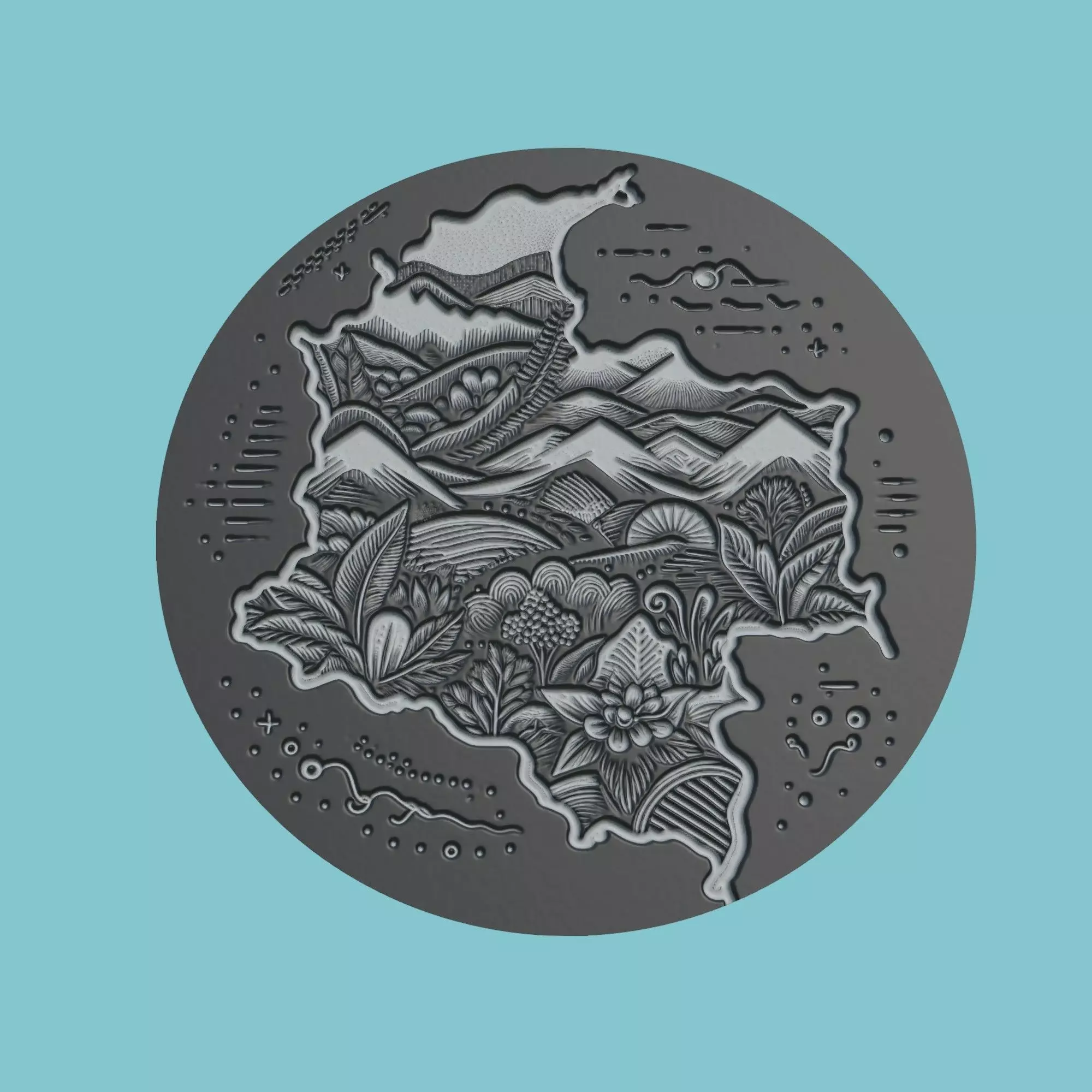 Colombia Map Medallion 3D print model_0