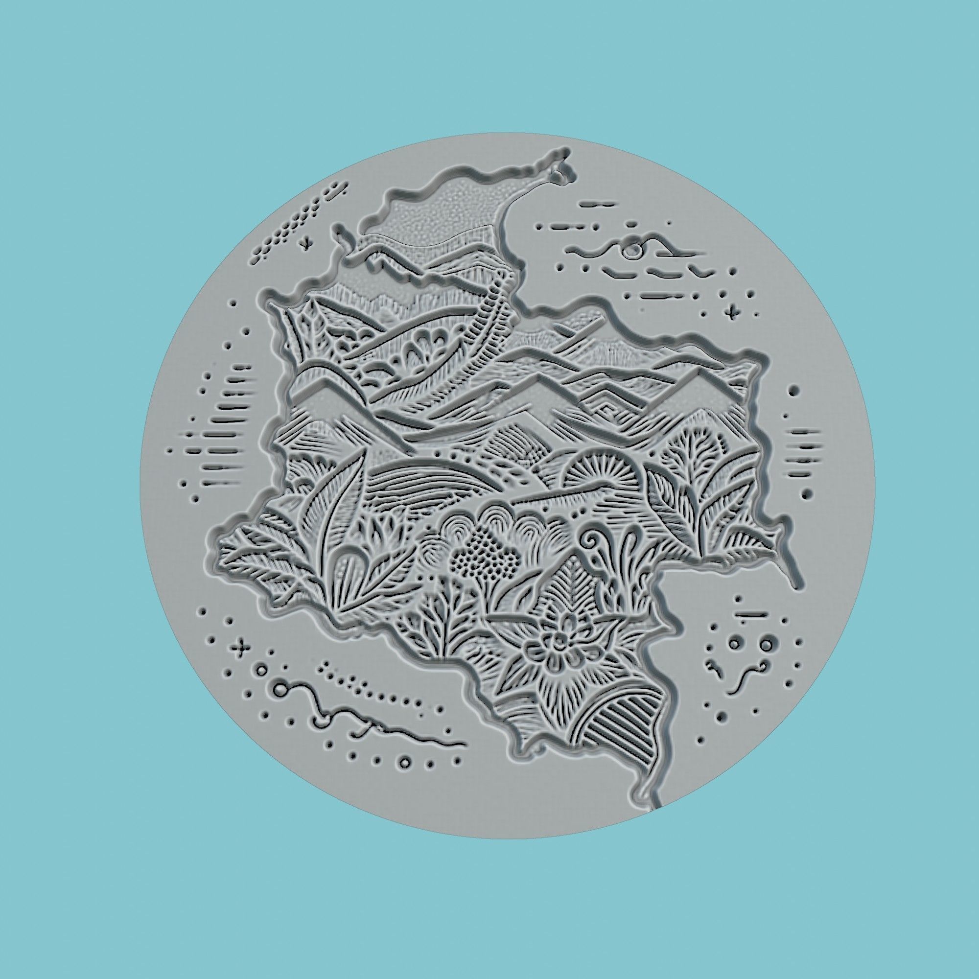 Colombia Map Medallion 3D print model_2