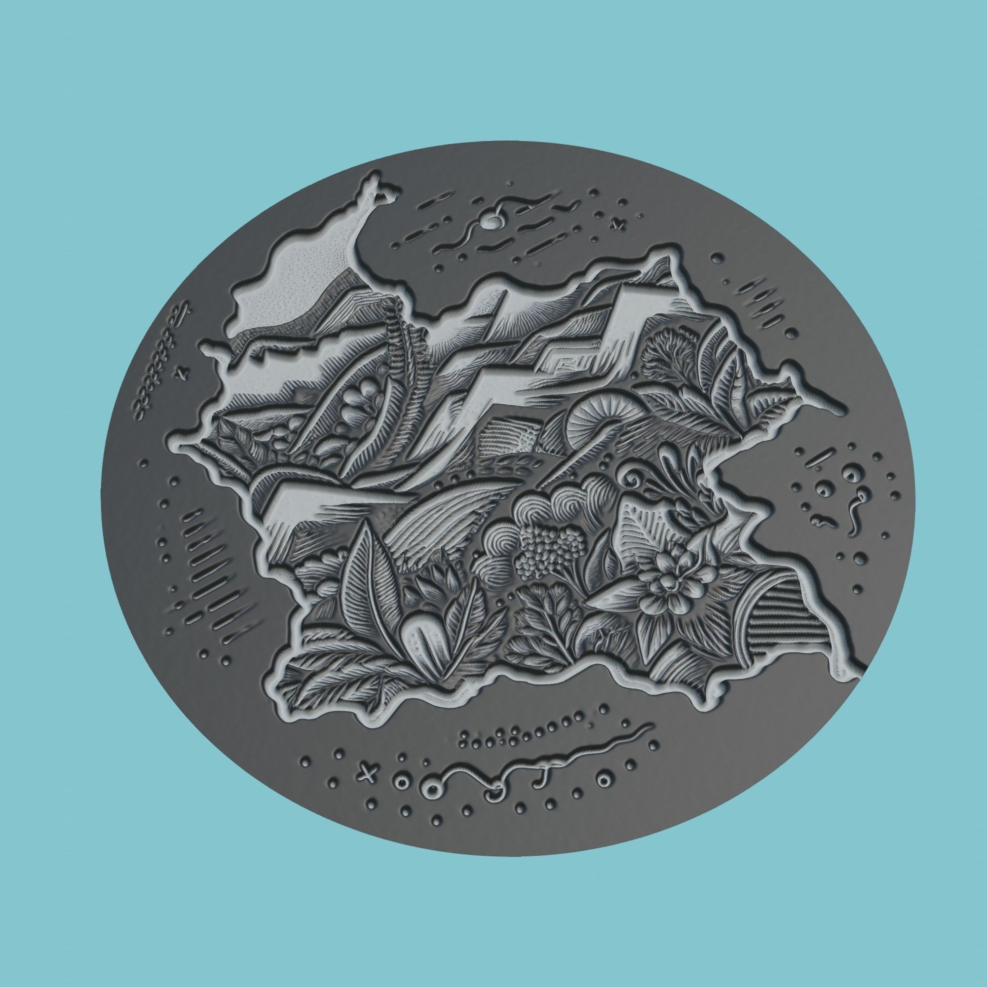 Colombia Map Medallion 3D print model_1