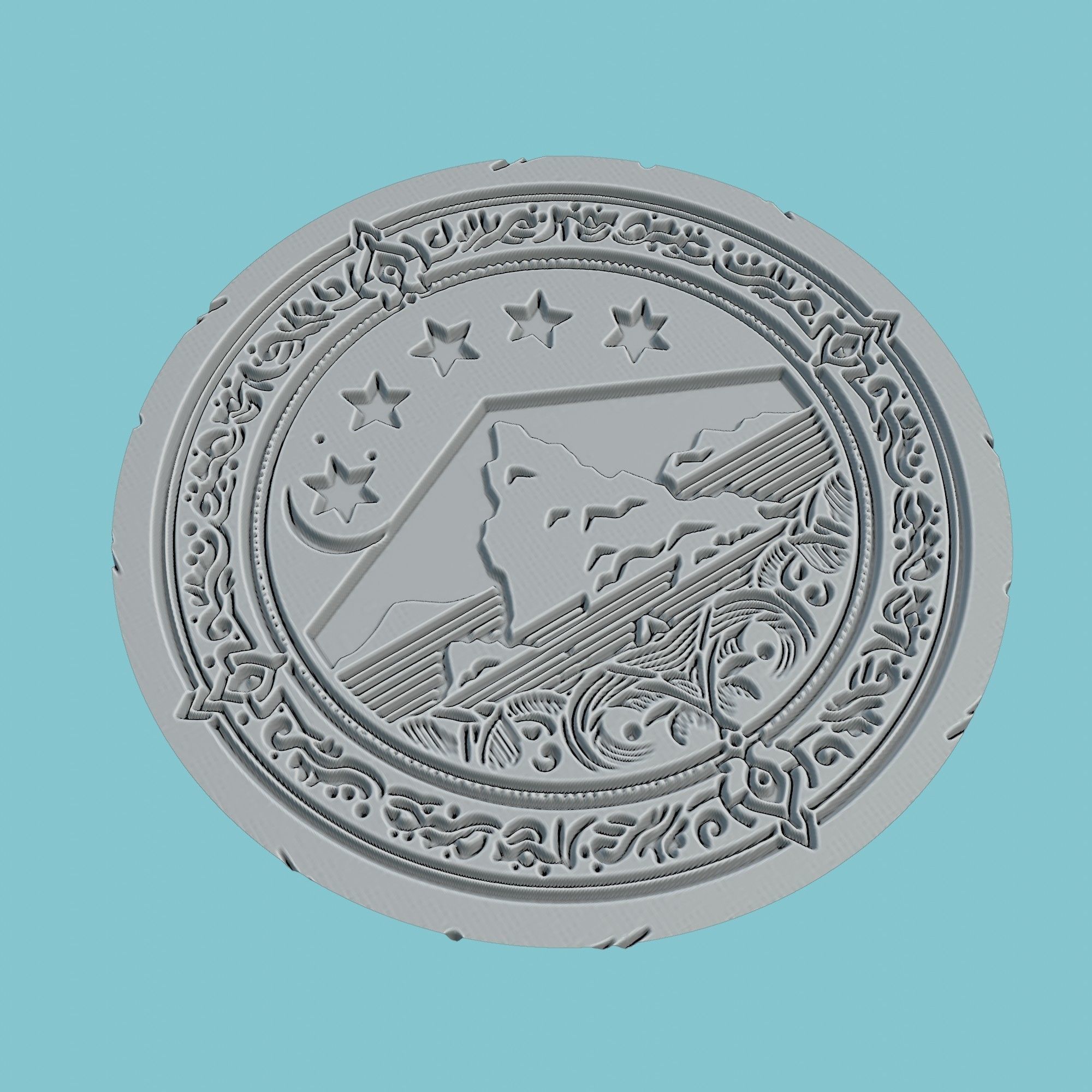 Comoros Map Medallion 3D print model_3
