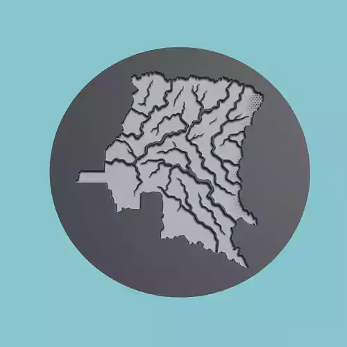 Congo Map Medallion 3D print model