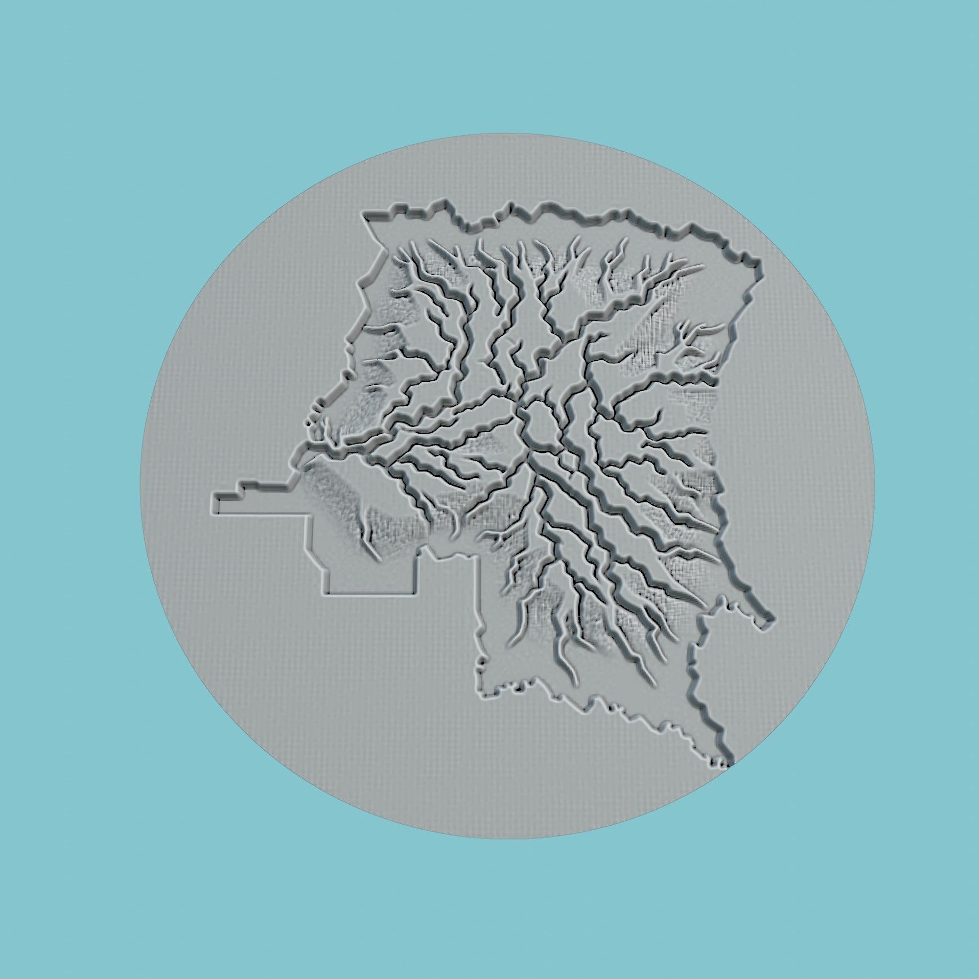 Congo Map Medallion 3D print model_2