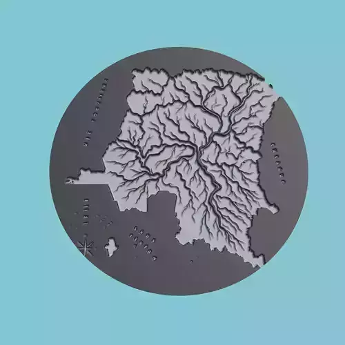 Congo Map Medallion 3D print model