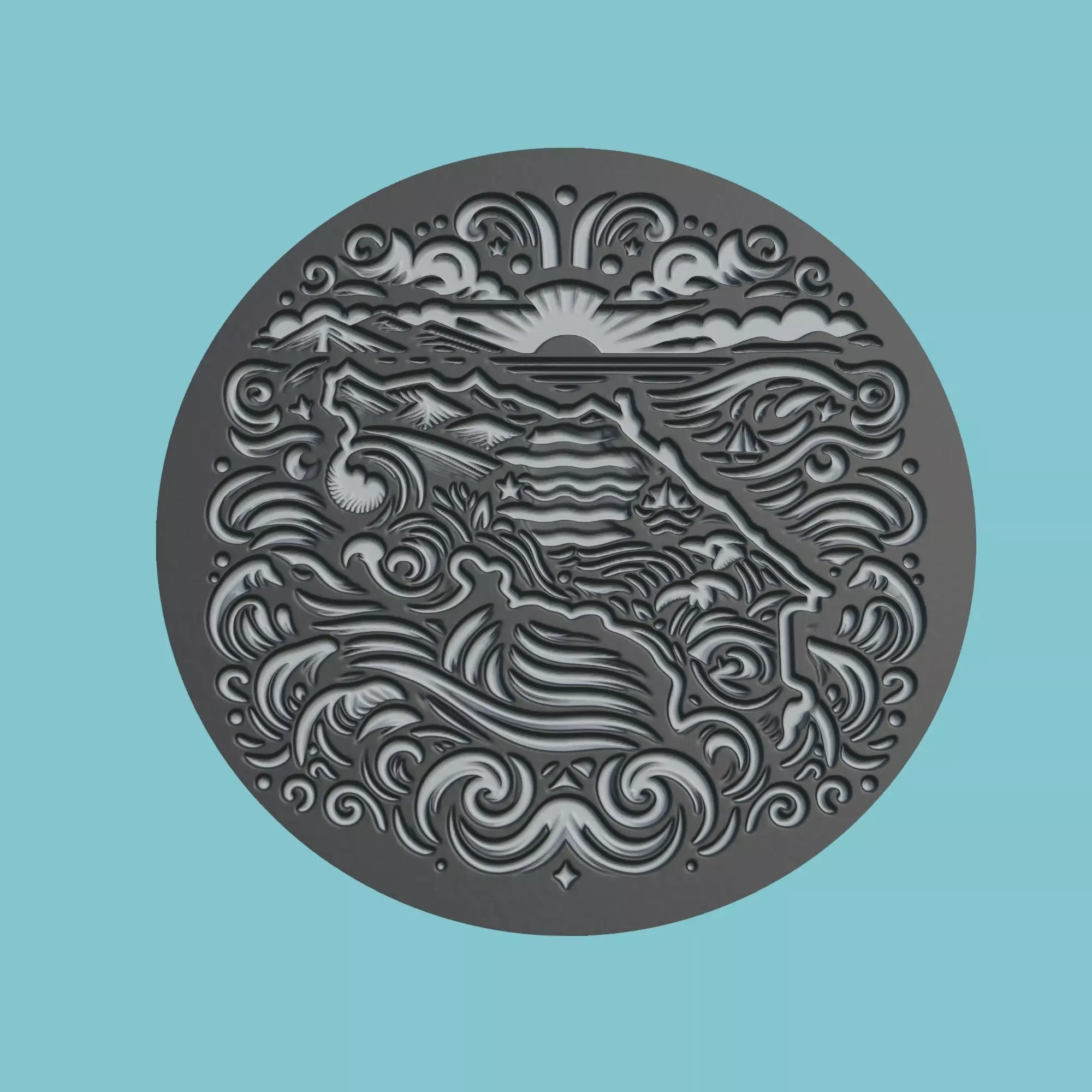 Costa Rica Map Medallion 3D print model_0