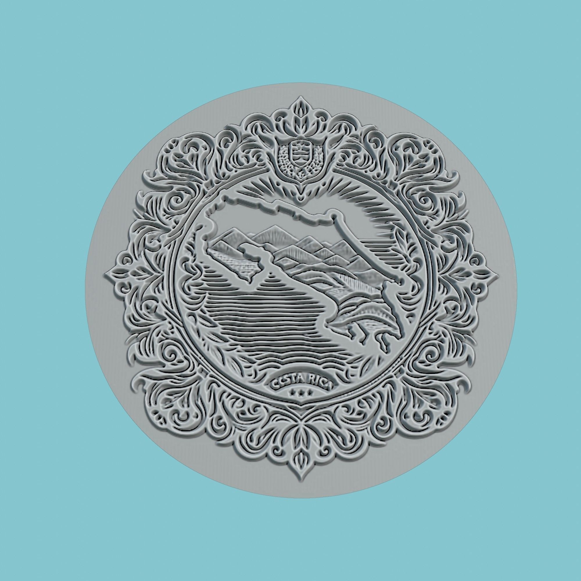 Costa Rica Map Medallion 3D print model_2