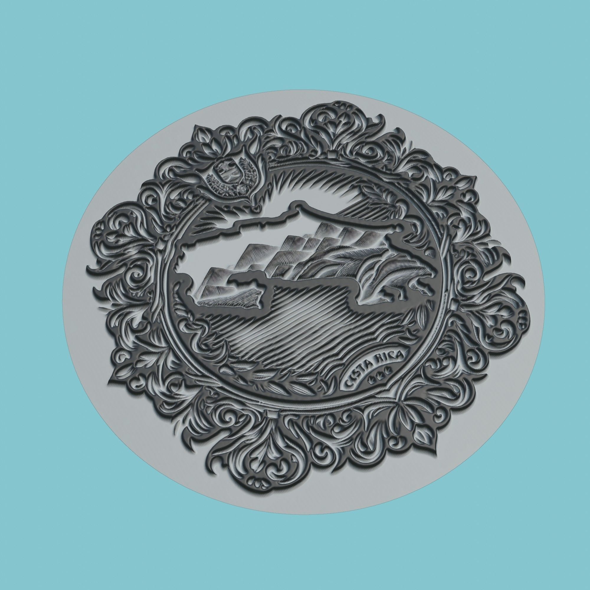 Costa Rica Map Medallion 3D print model_1