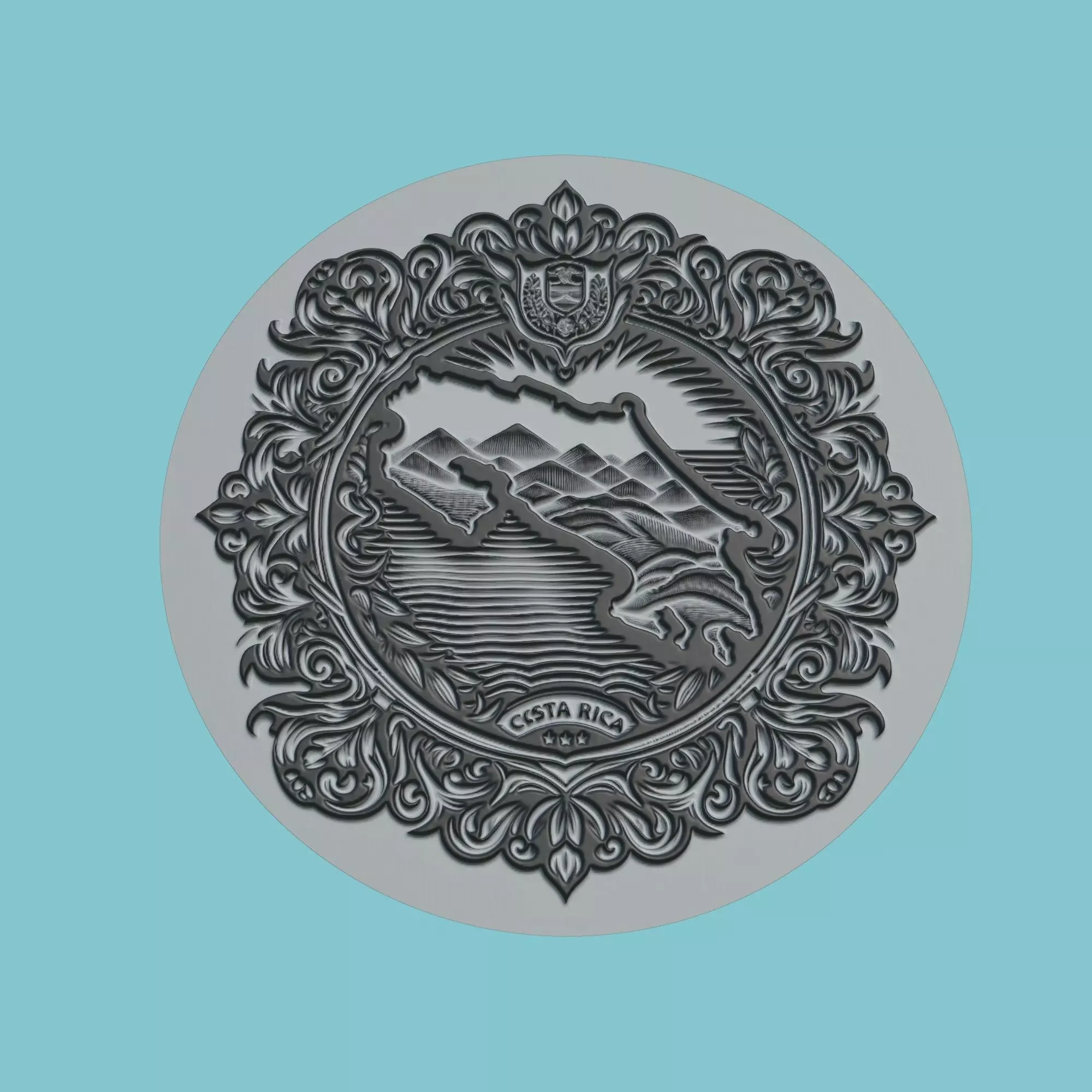 Costa Rica Map Medallion 3D print model_0
