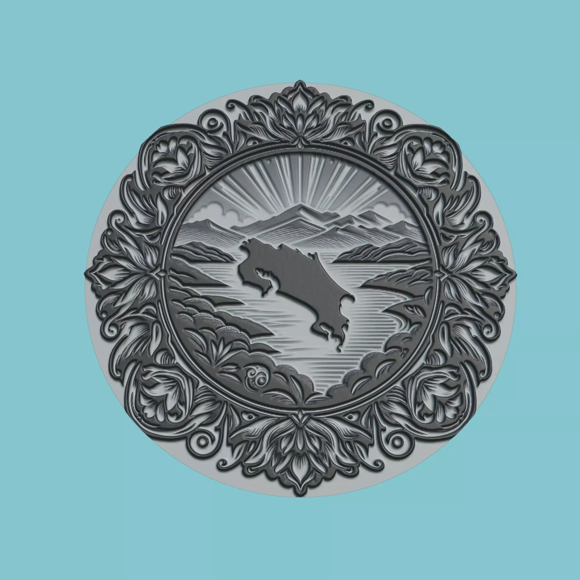 Costa Rica Map Medallion 3D print model