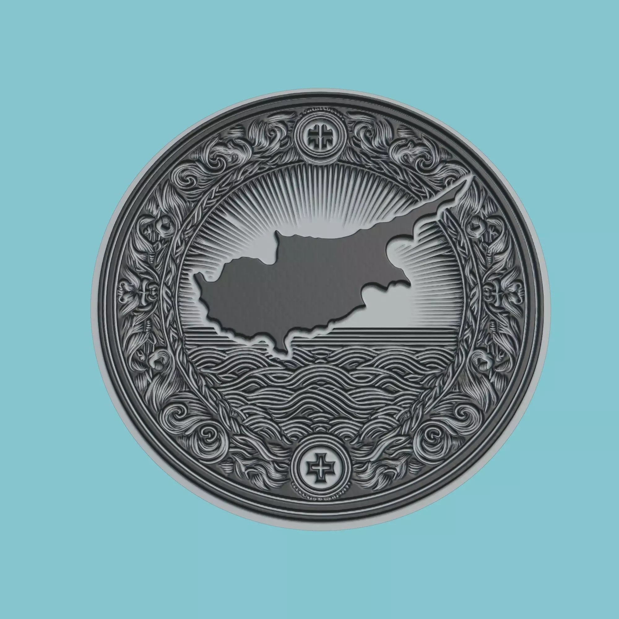 Cyprus Map Medallion 3D print model