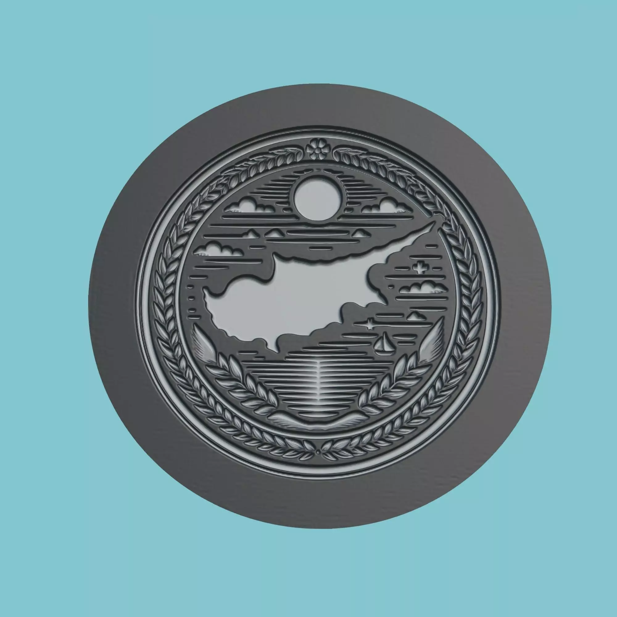 Cyprus Map Medallion 3D print model