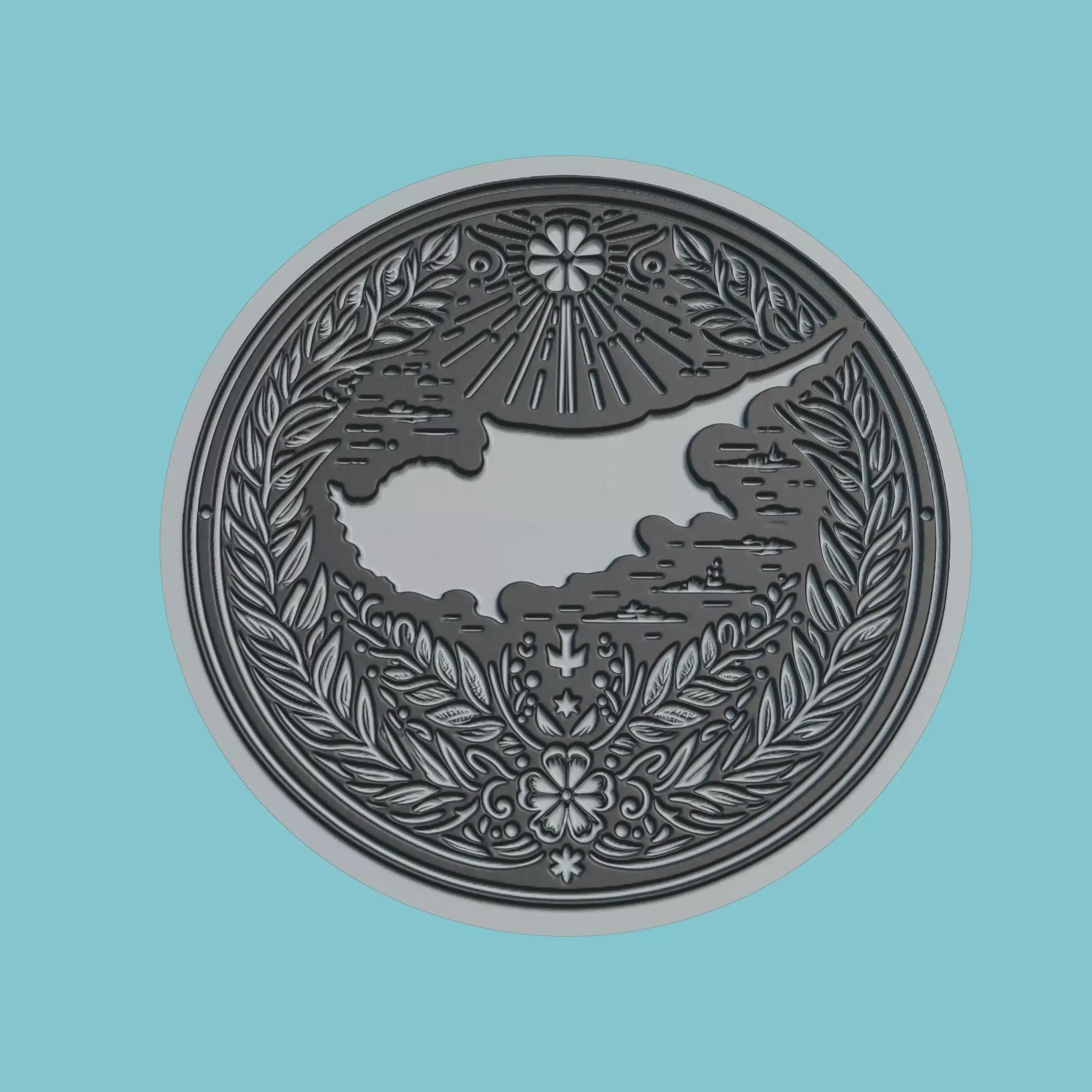 Cyprus Map Medallion 3D print model