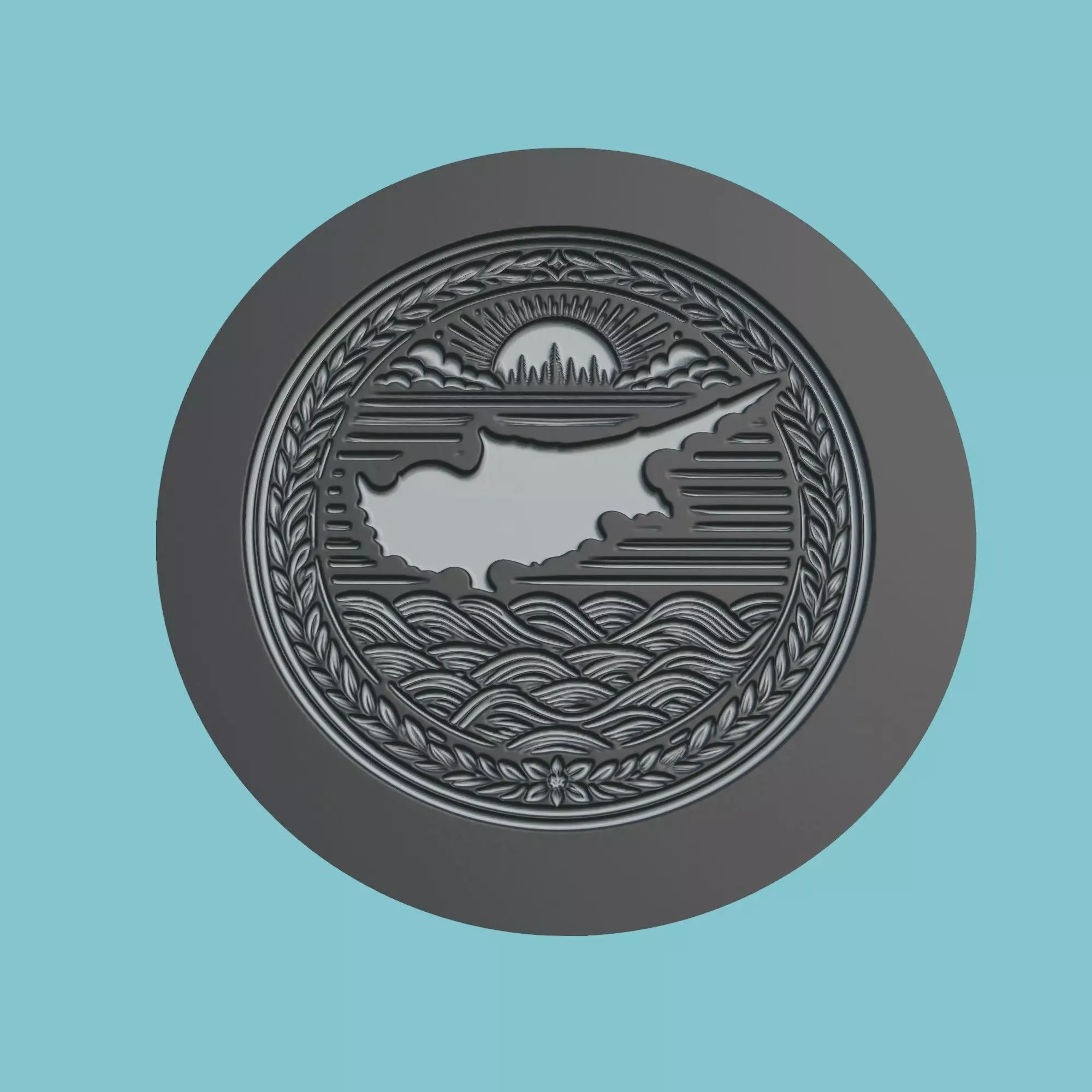Cyprus Map Medallion 3D print model