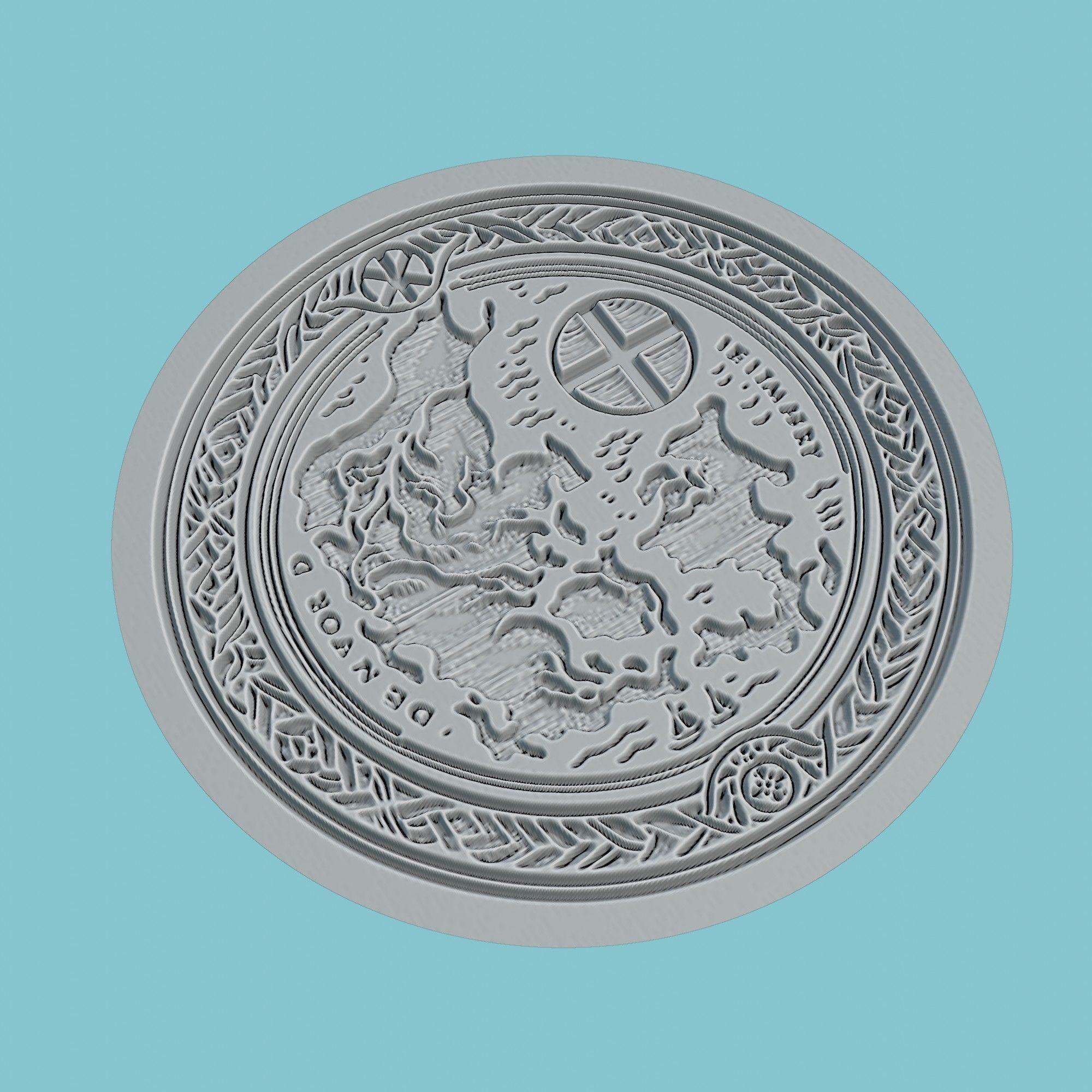 Denmark Map Medallion 3D print model_3