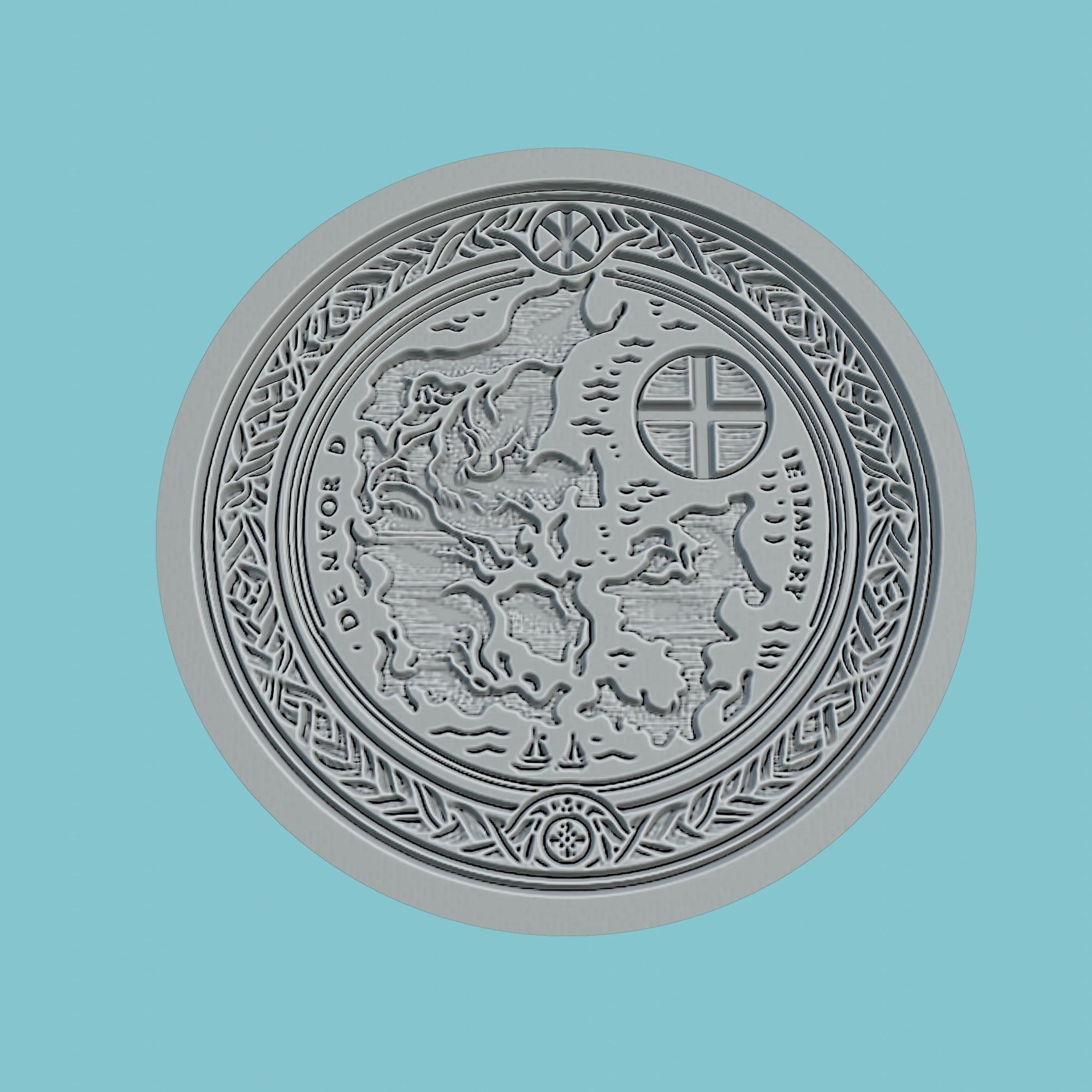 Denmark Map Medallion 3D print model_2