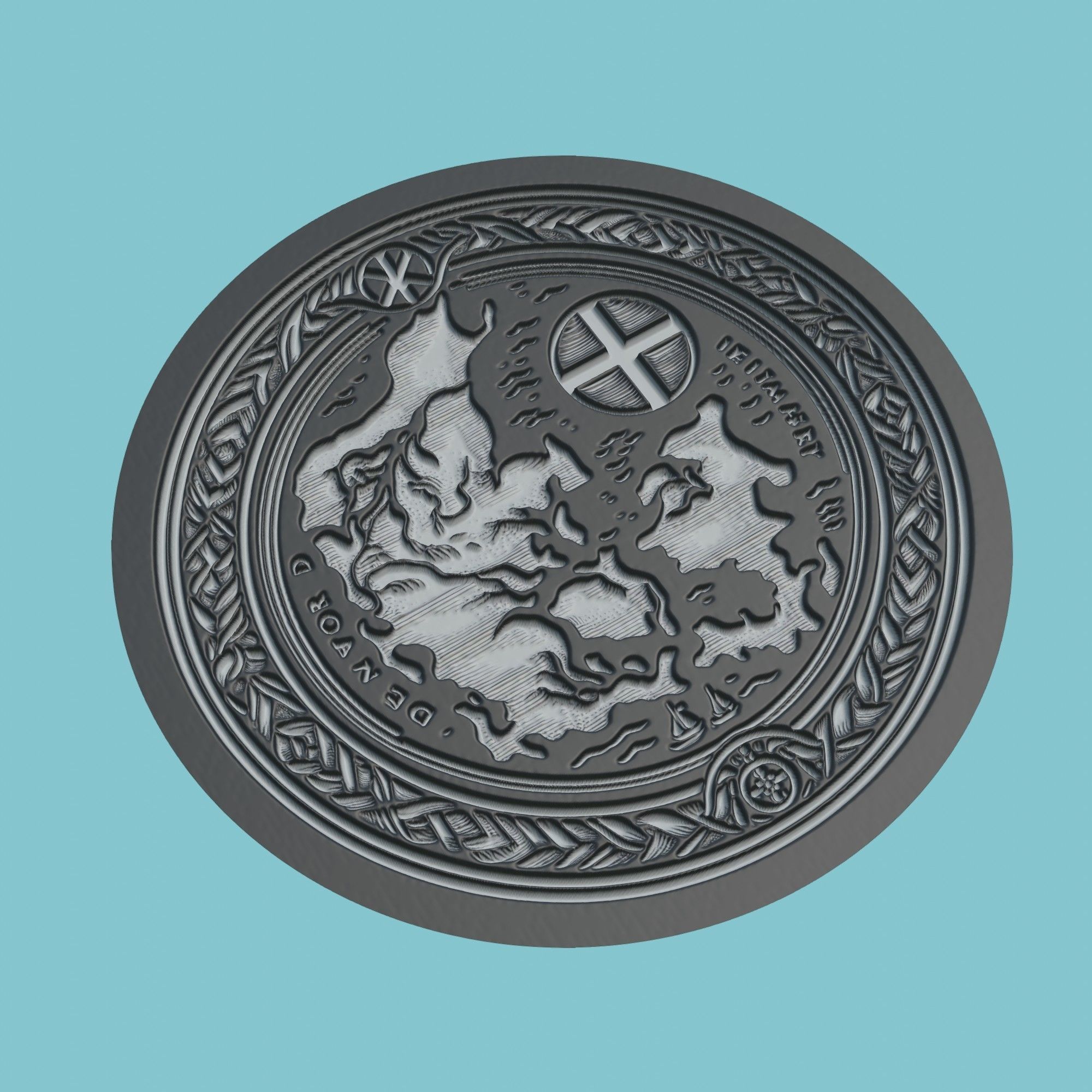 Denmark Map Medallion 3D print model_1