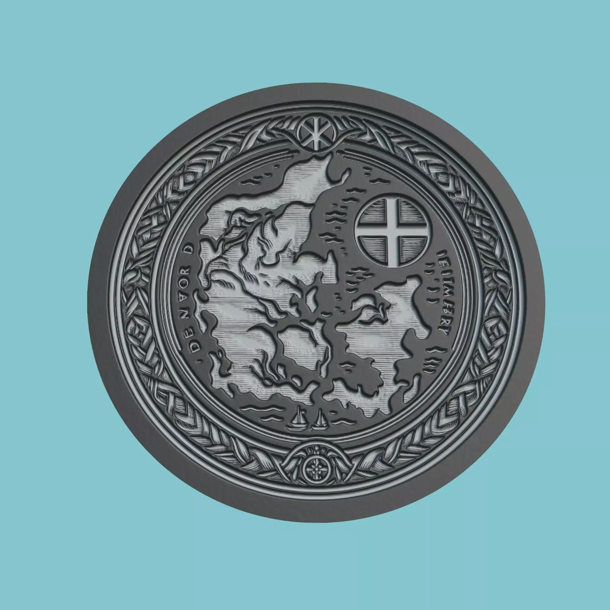 Denmark Map Medallion 3D print model_0