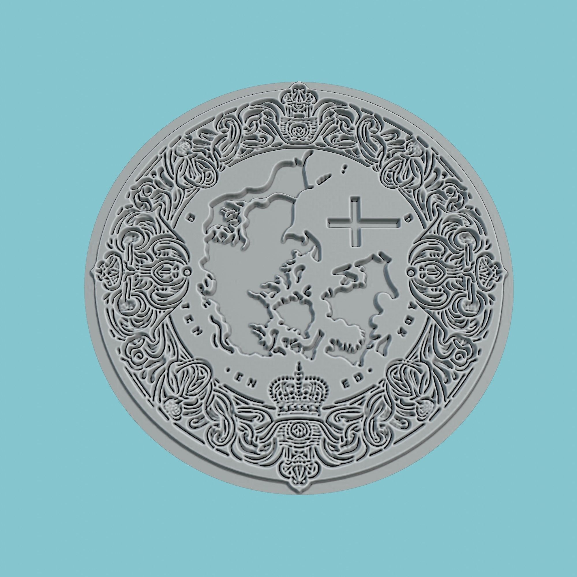 Denmark Map Medallion 3D print model_2
