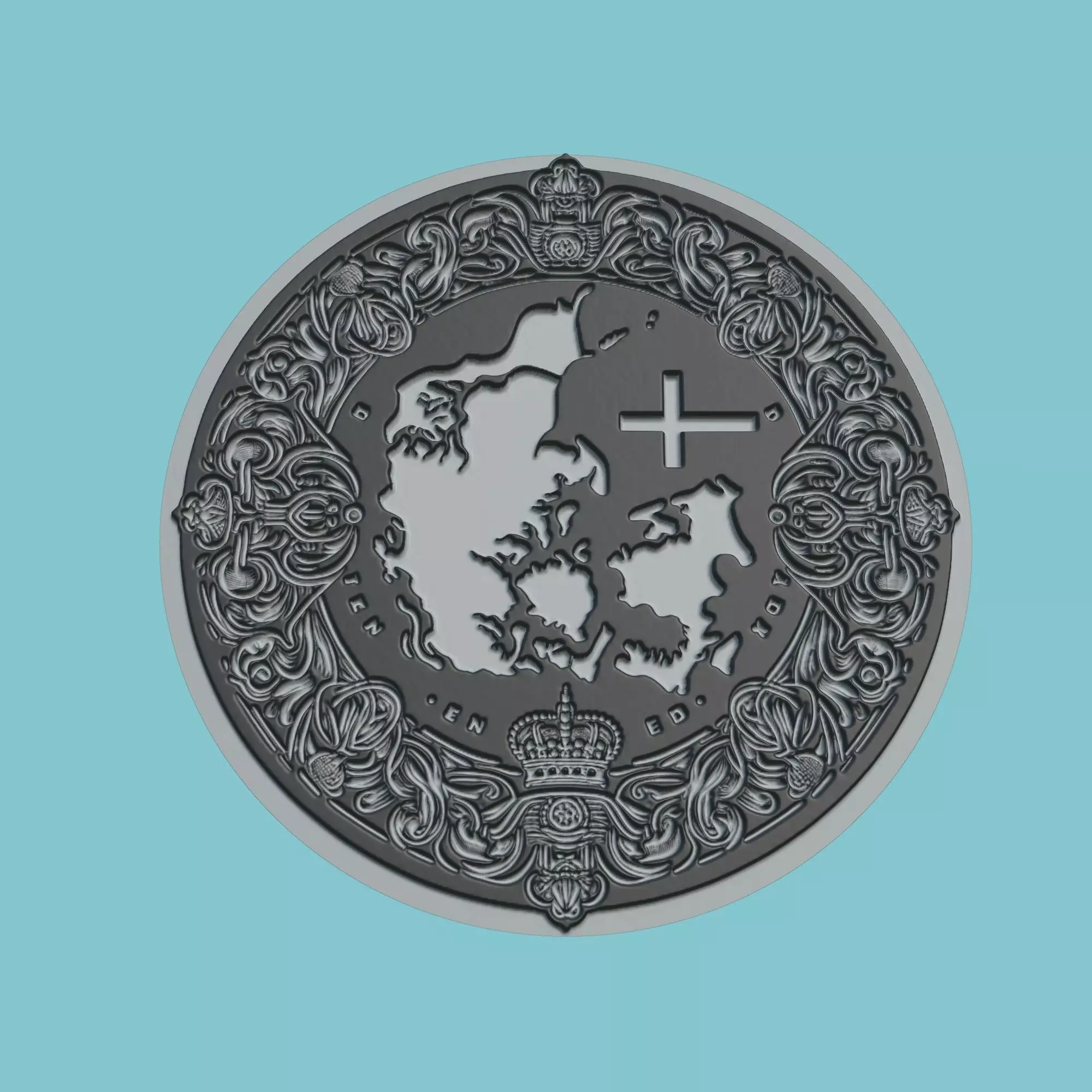Denmark Map Medallion 3D print model_0