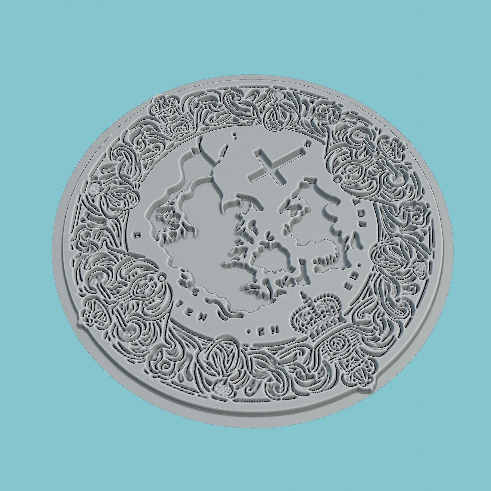 Denmark Map Medallion 3D print model_3