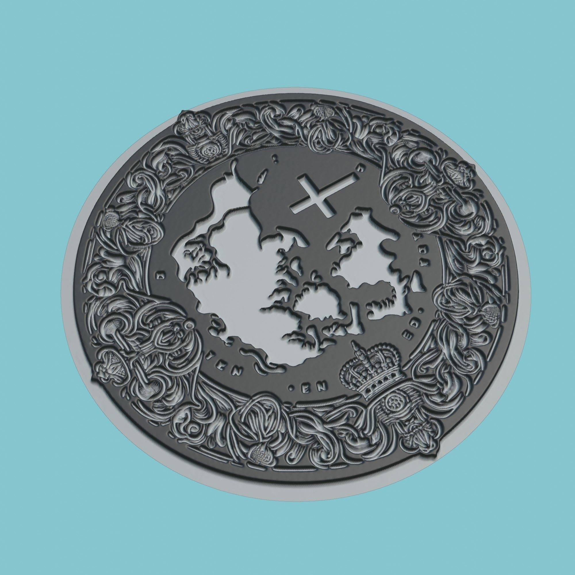 Denmark Map Medallion 3D print model_1