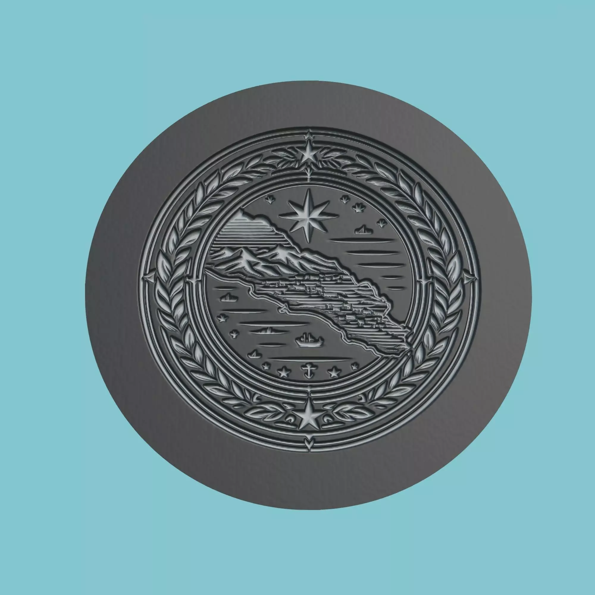 Dominica Map Medallion 3D print model_0