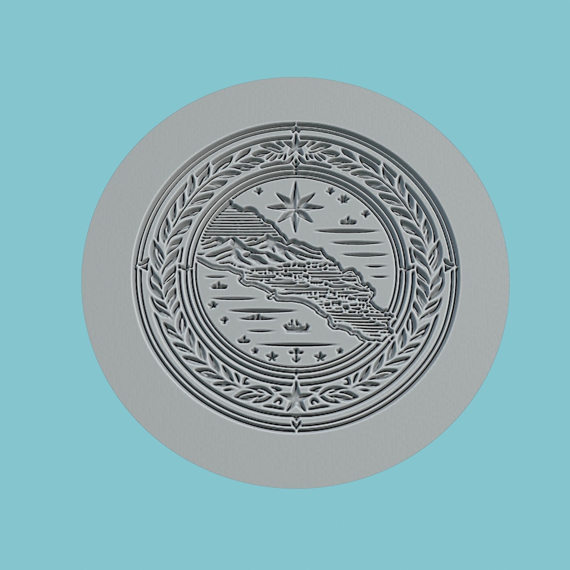 Dominica Map Medallion 3D print model_2