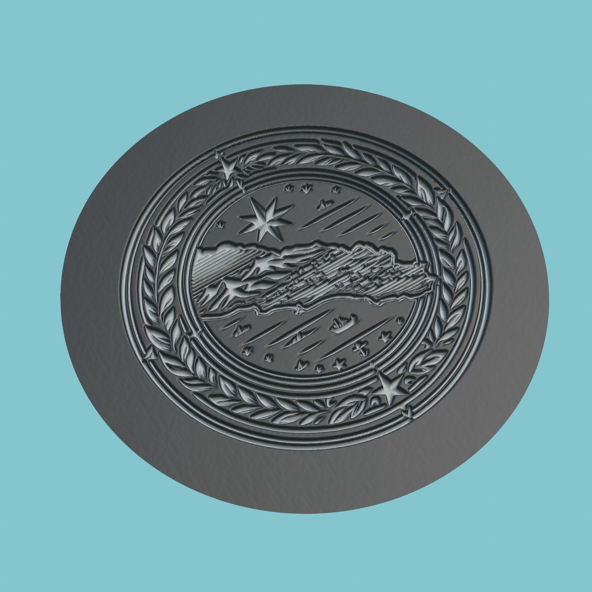 Dominica Map Medallion 3D print model_1