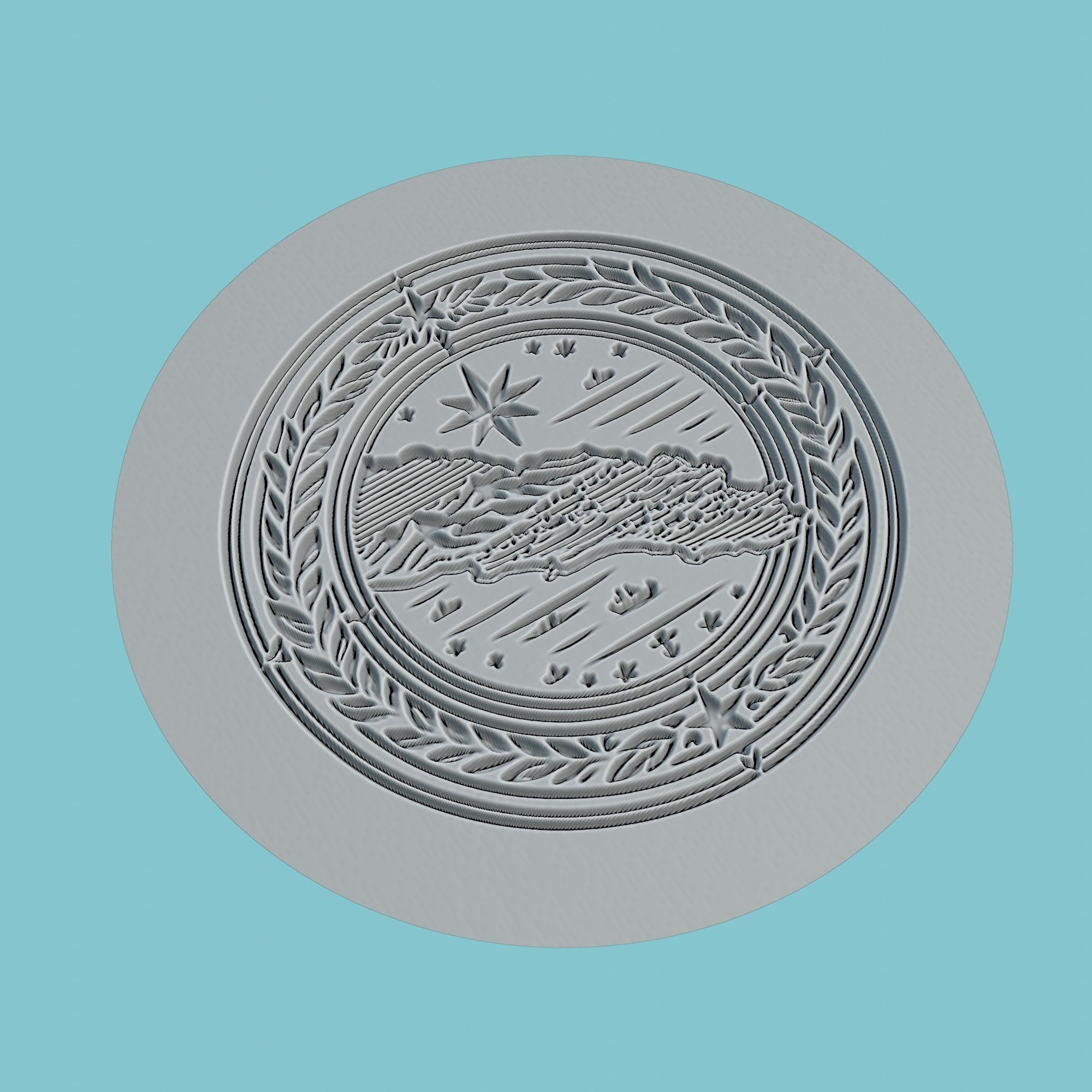 Dominica Map Medallion 3D print model_3