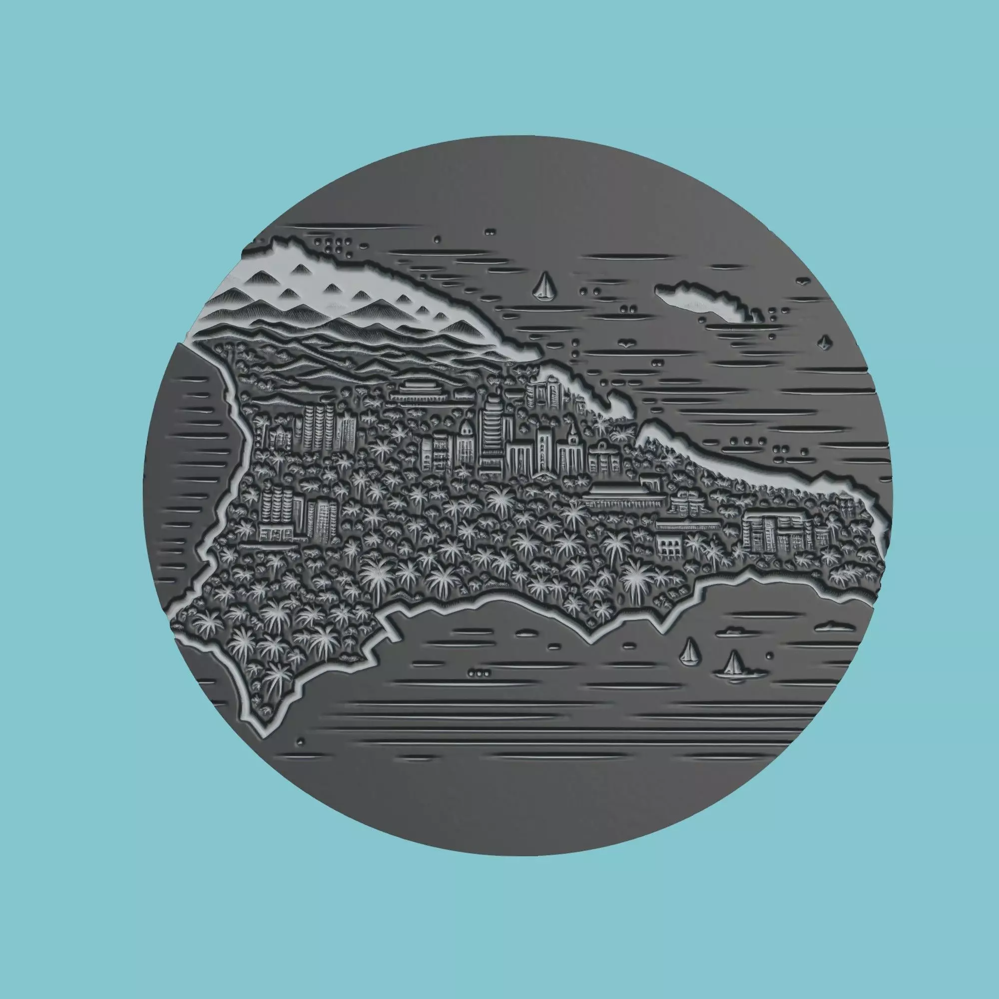 Dominican Republic Map Medallion 3D print model_0