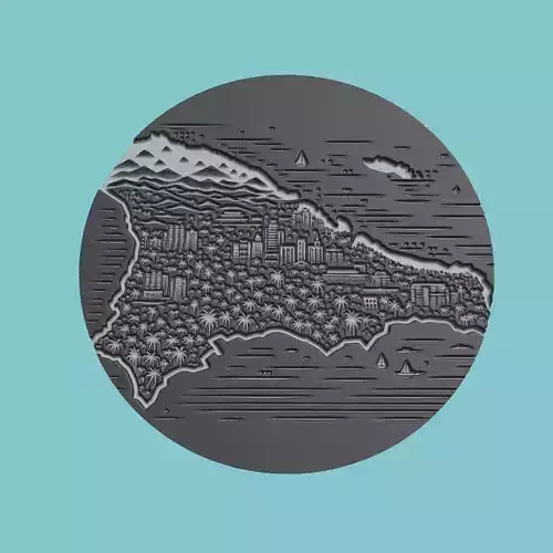 Dominican Republic Map Medallion