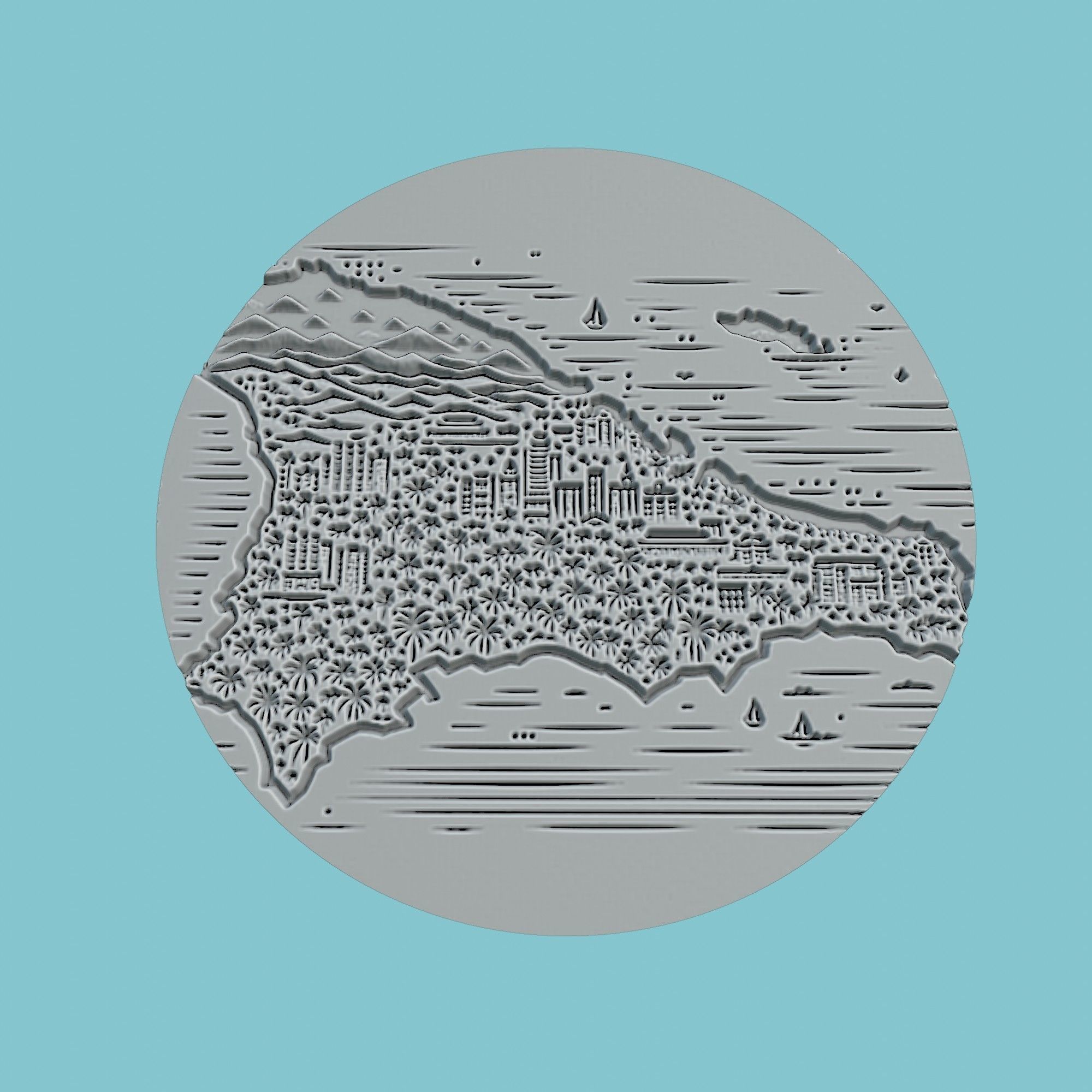 Dominican Republic Map Medallion 3D print model_2