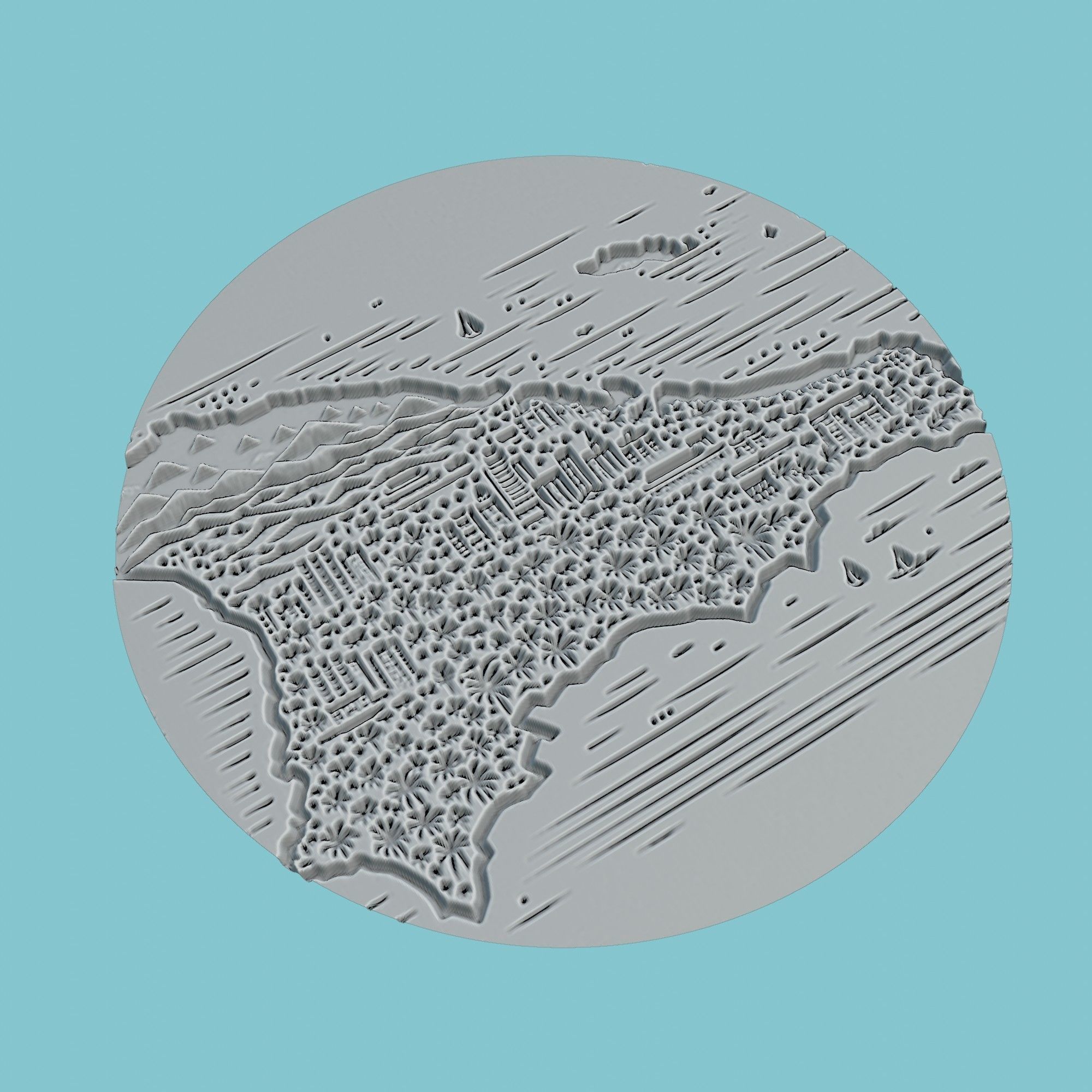 Dominican Republic Map Medallion 3D print model_3