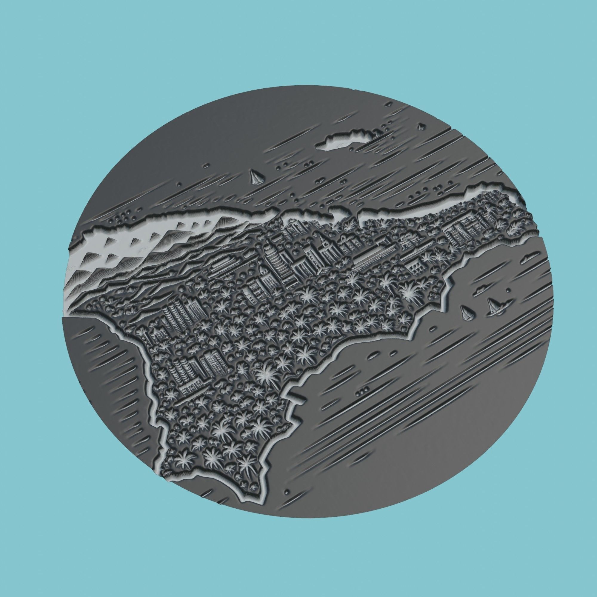 Dominican Republic Map Medallion 3D print model_1