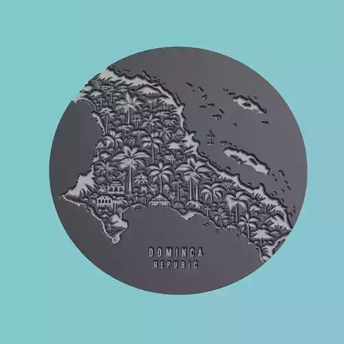 Dominican Republic Map Medallion
