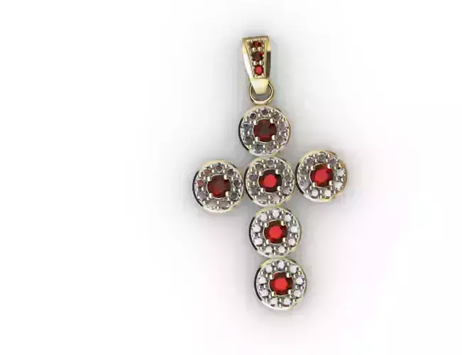 dijes- Colgante cruz redonda -v-