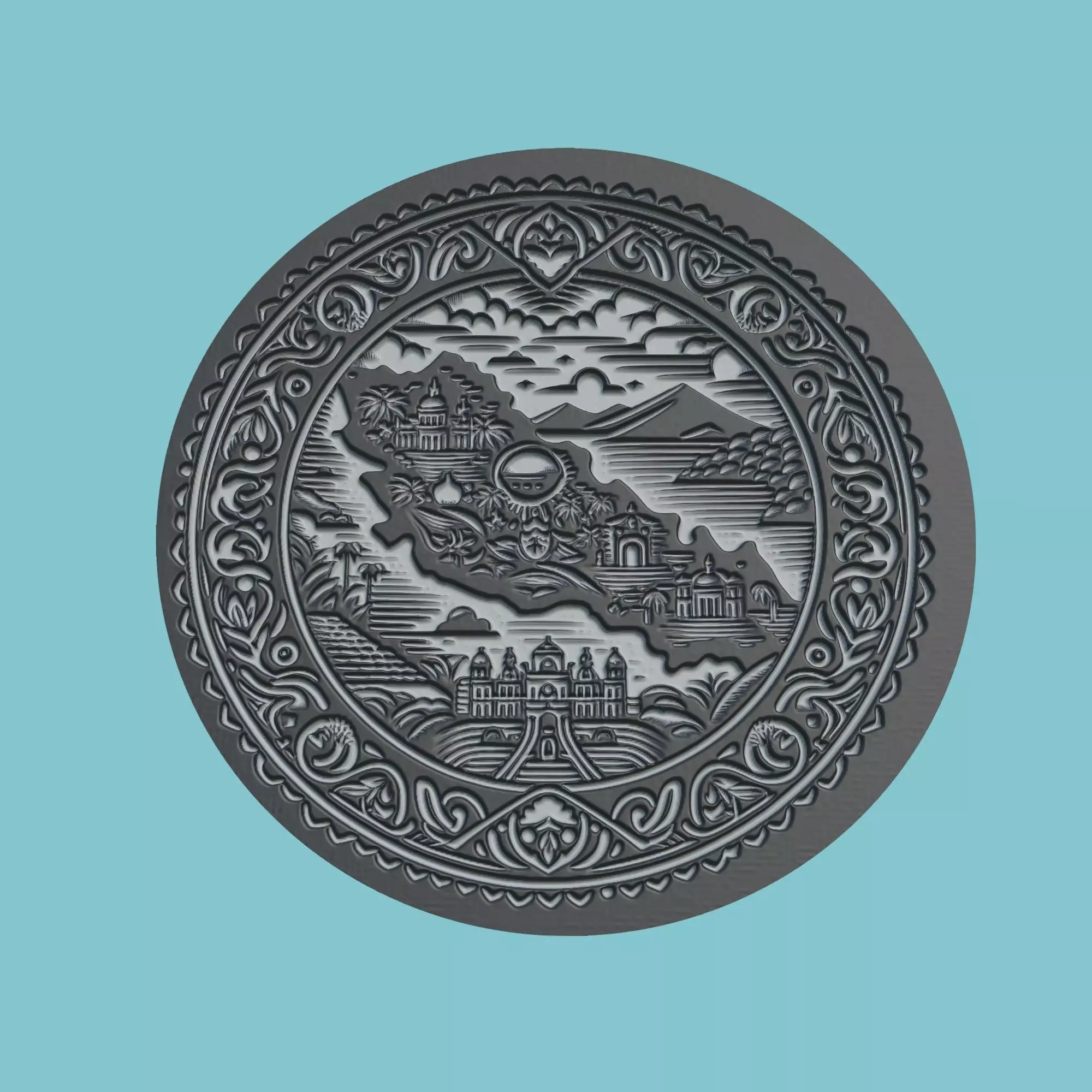 El Salvador Map Medallion 3D print model